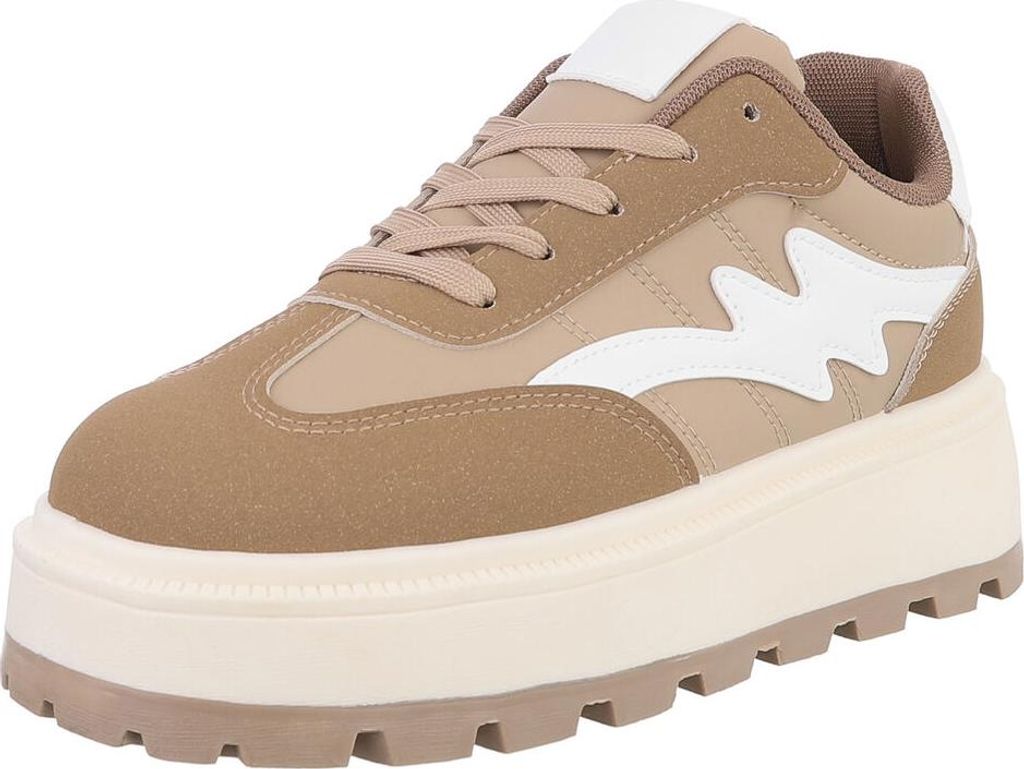 Ital-Design Damen Freizeitschuhe Lederoptik Sneakers Low 90033155 Hellbraun Gr. 38