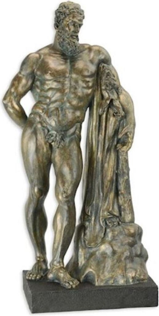 Casa Padrino Kunstharz Deko Skulptur Herkules Bronzefarben / Schwarz 25,8 x 15,7 x H. 52,1 - Elegante Dekofigur - Schreibtisch Deko - Wohnzimmer Deko