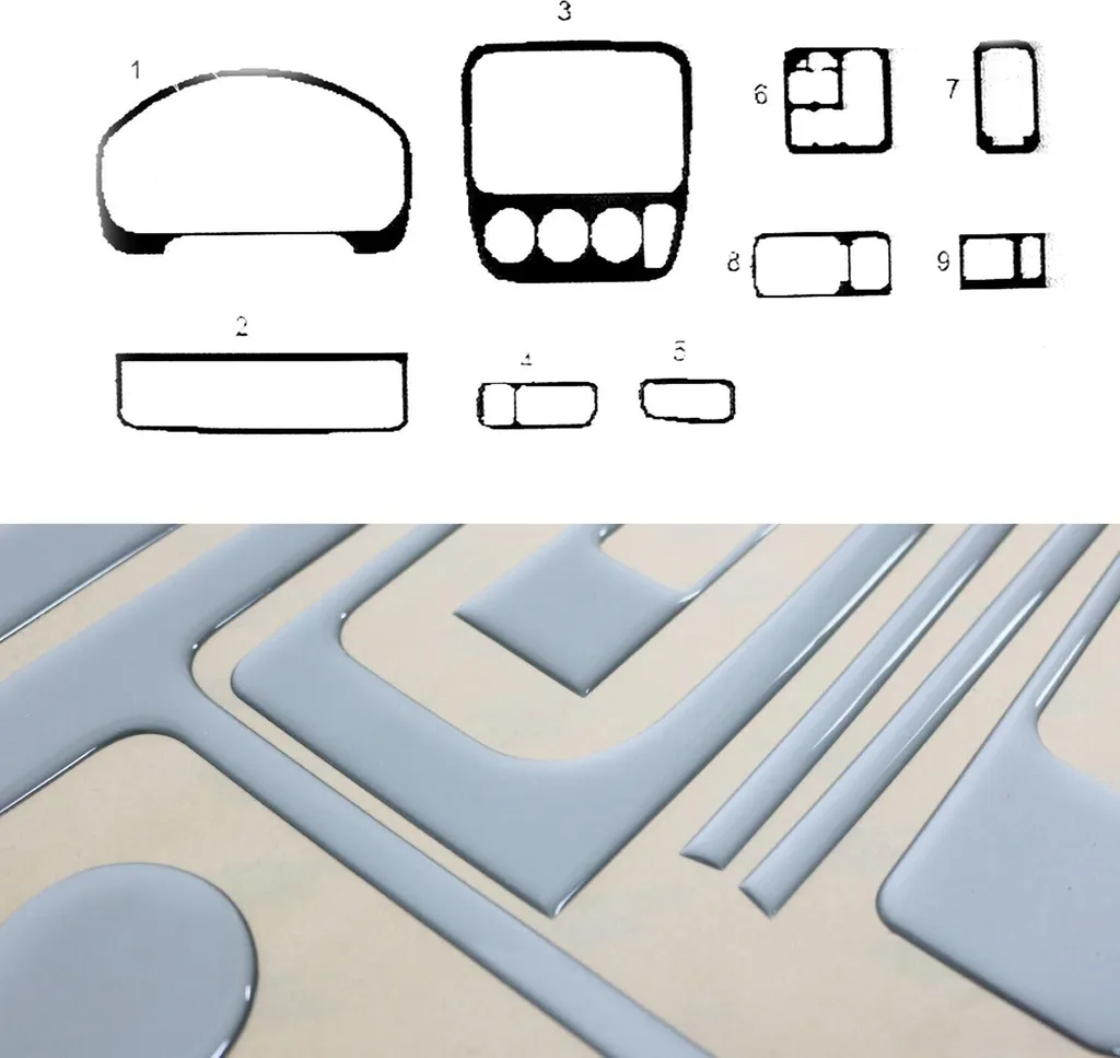 Decorazione interna dell'abitacolo per Honda CR-V 1996-2001 look alluminio 9 pz - 1