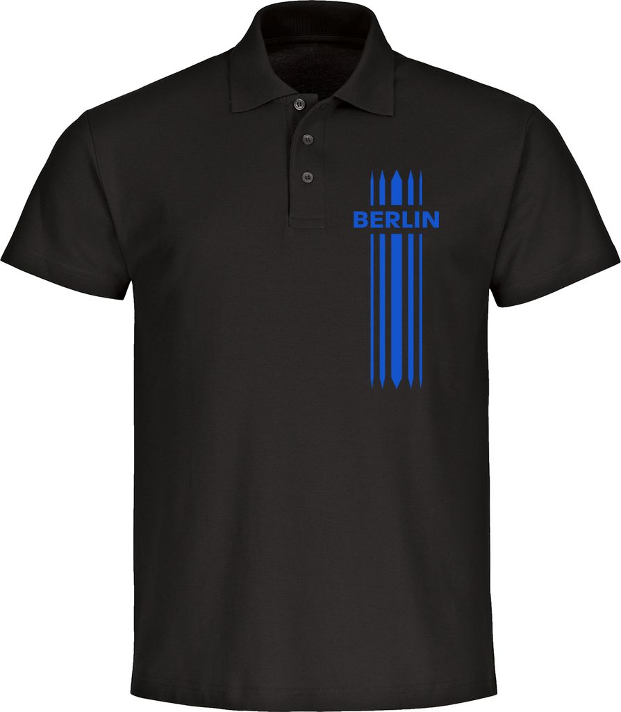 multifanshop Poloshirt - Berlin blau - Streifen, schwarz, Größe 4XL
