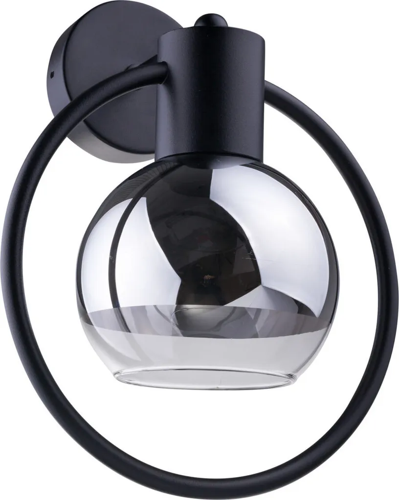 Applique Linda Sigma Lighting noire en verre et abat-jour argenté 1xE27