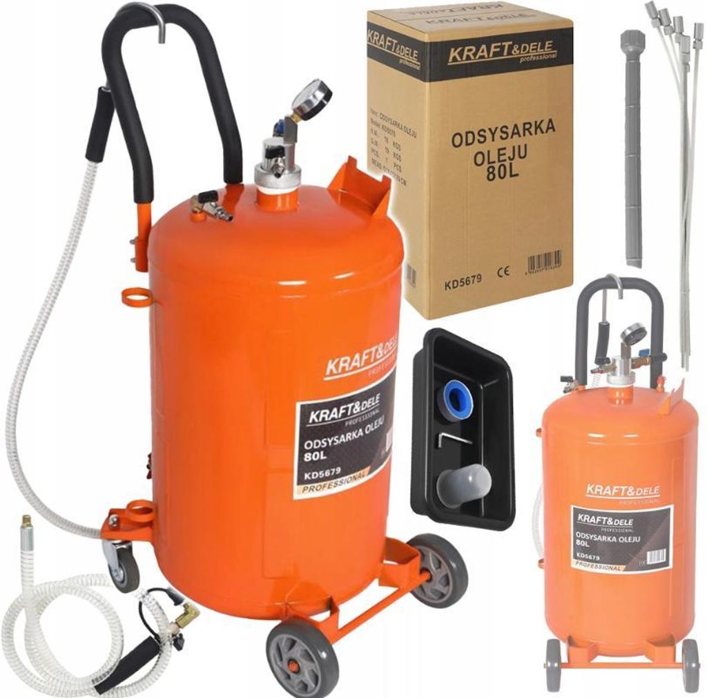 KRAFT&DELE | Ölabsauger, Ölabsauggerät, 80L, Druckluft Ölauffanggerät, Ölablassgerät, Ölbehälter für Ölwechsel