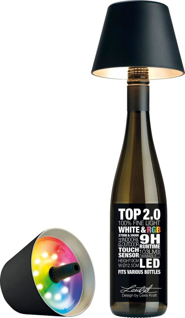 Sompex TOP 2.0 Akku RGBW LED-Flaschenleuchte Schwarz Produktbild 