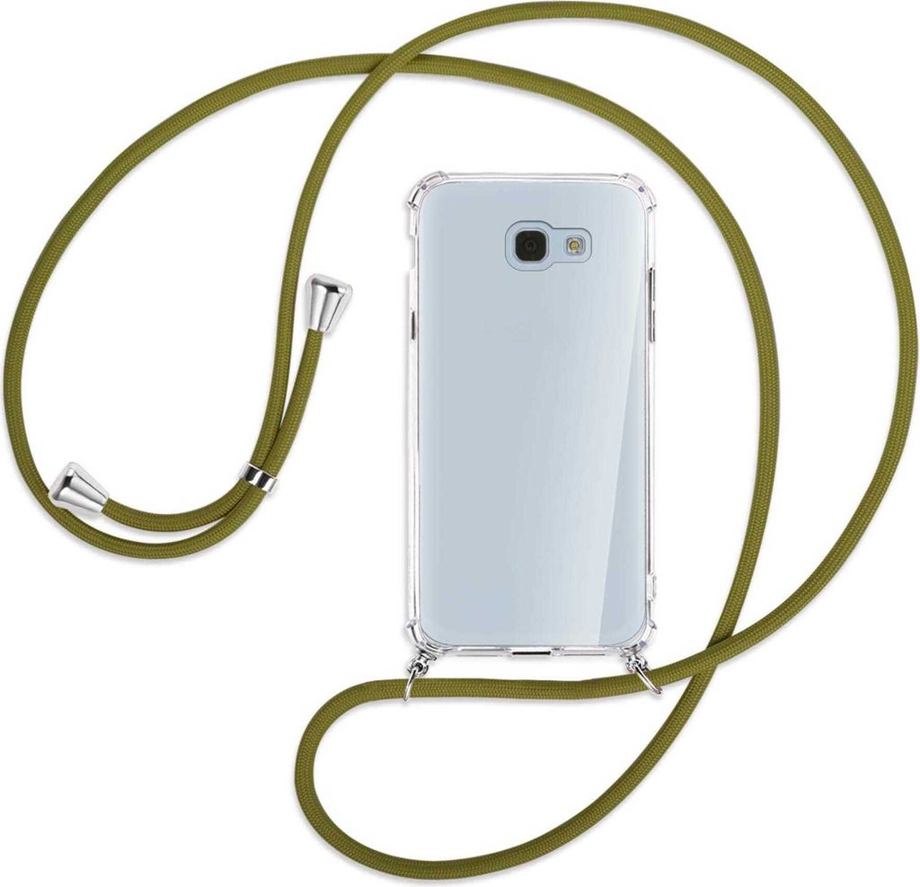 Handykette Backcover-Schutzhülle mit Band (Metall silberfarben) für Samsung Galaxy A5 2017 - khaki