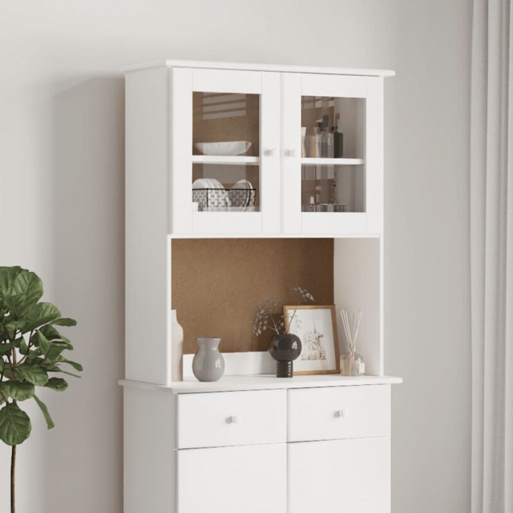vidaXL Sideboard-Aufsatz ALTA Weiß 77x30x92 cm Massivholz Produktbild 