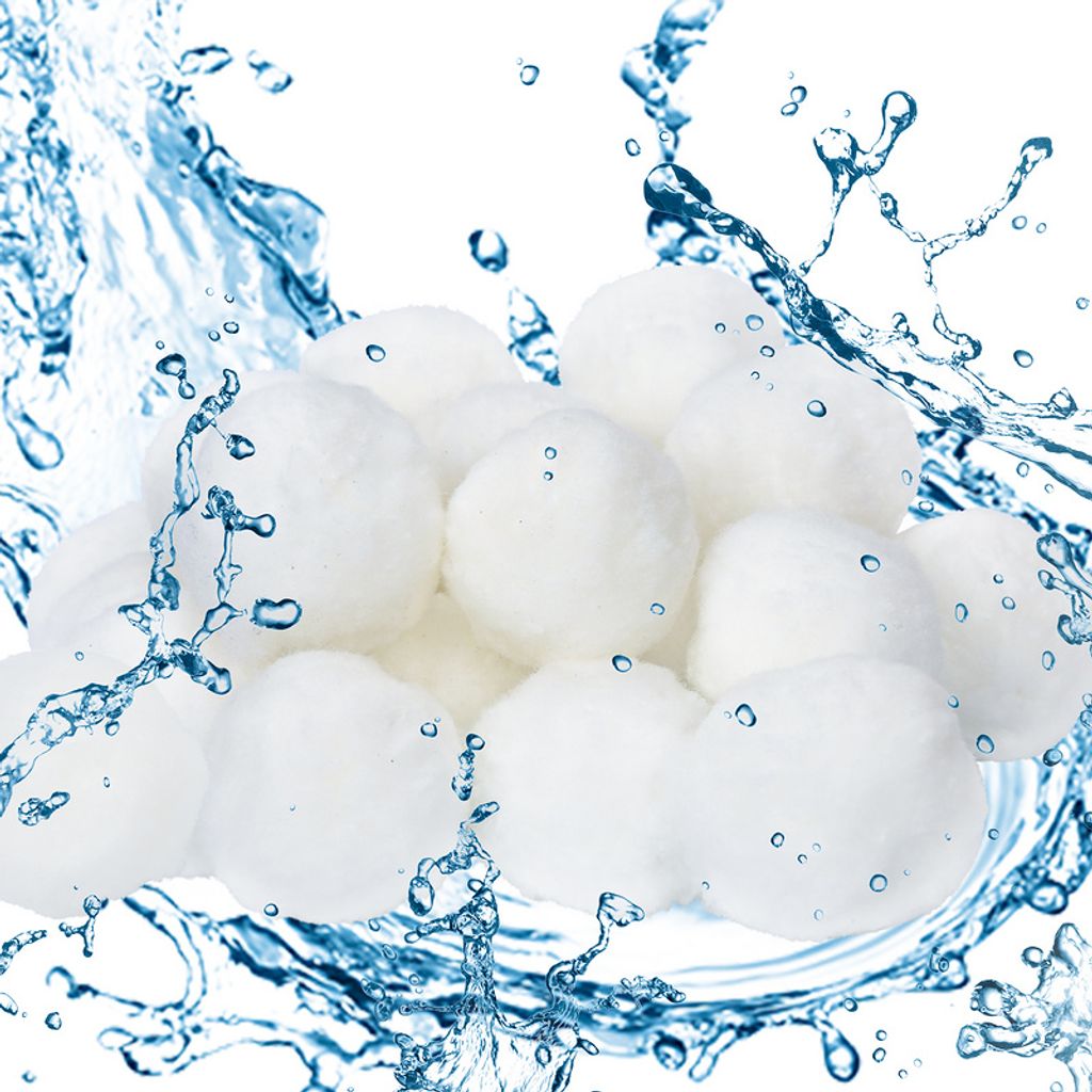 Jiubiaz 700g Filter Balls Waschbar Filterbälle für Pool, Schwimmbad, Filterpumpe- Weiß