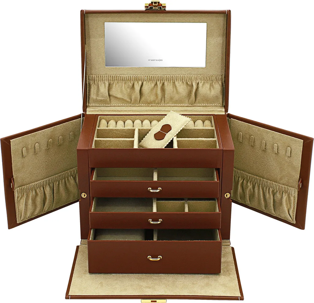 Rangement bijoux Friedrich 23 Cordoba en cuir brun pour voyage et maison