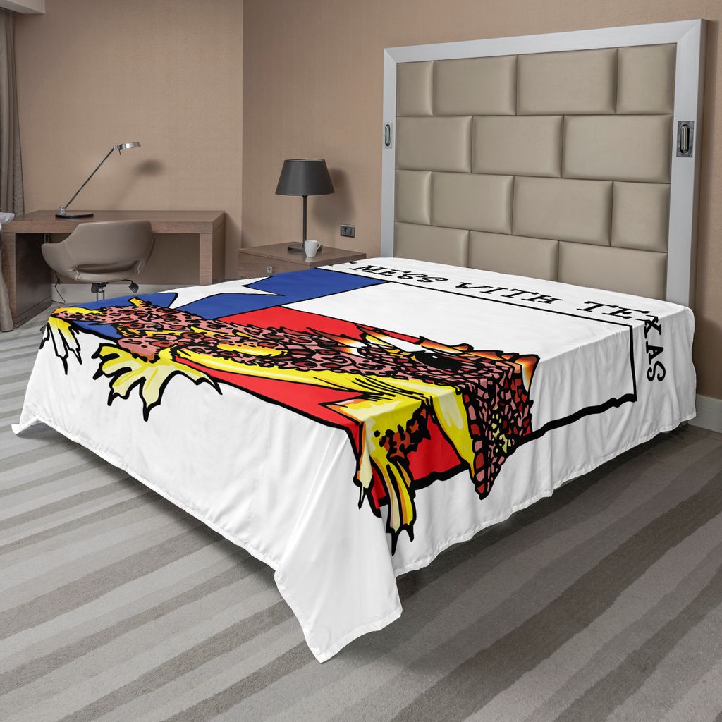 ABAKUHAUS Reptil Bettlaken, Illustration Der Netten Krieger Horned Toad, Die Für Texas City American Dream Steht, weiches bequemes oberes Bettlake...