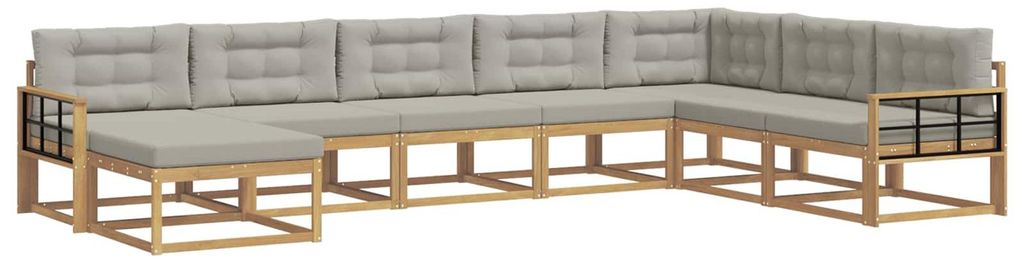 vidaXL Outdoor-Sofagarnitur 8 pcs Weiß und Hellgrau