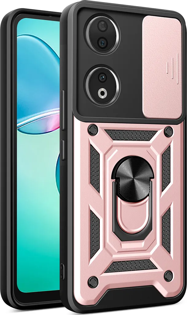 Custodia Honor 90 Oro Rosa con Anello e Protezione Fotocamera Scorrevole