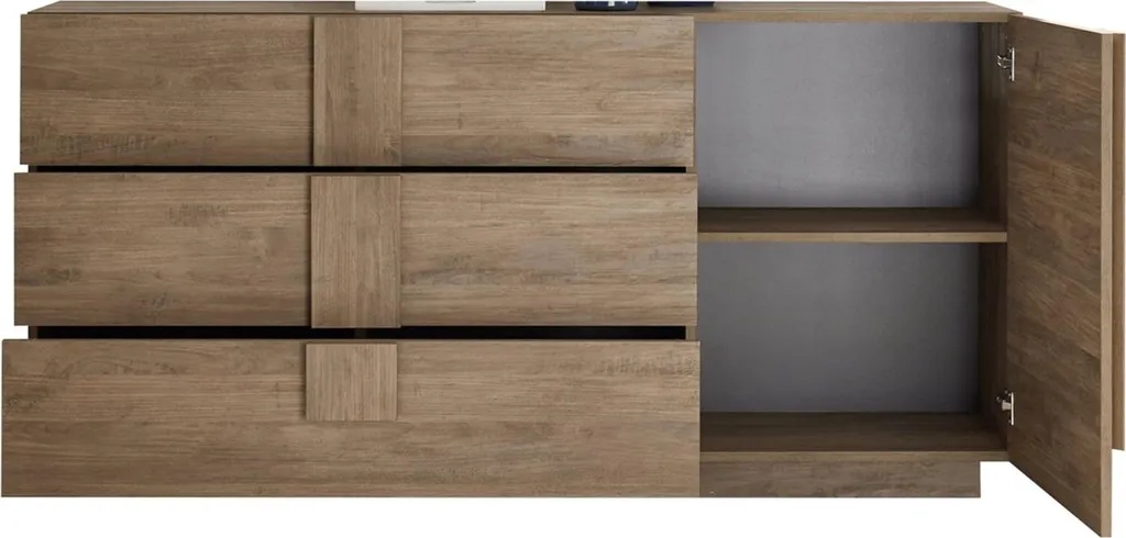 Grand Buffet 182 cm Chêne Marron avec Étagère Interne - Fabrication Italie