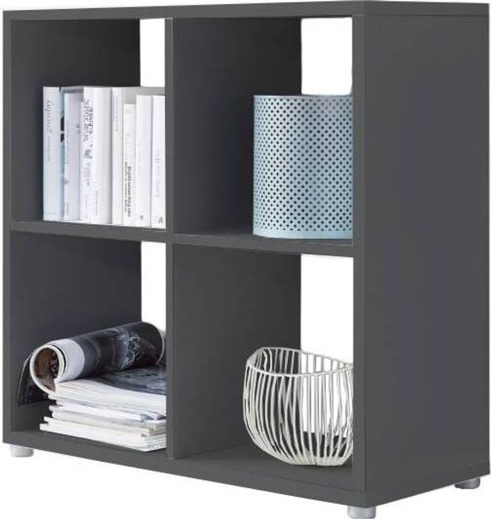 Würfelregal Regal QUADRO in Anthrazit, 4 Fächer, (BxHxT) 72x74x33 cm