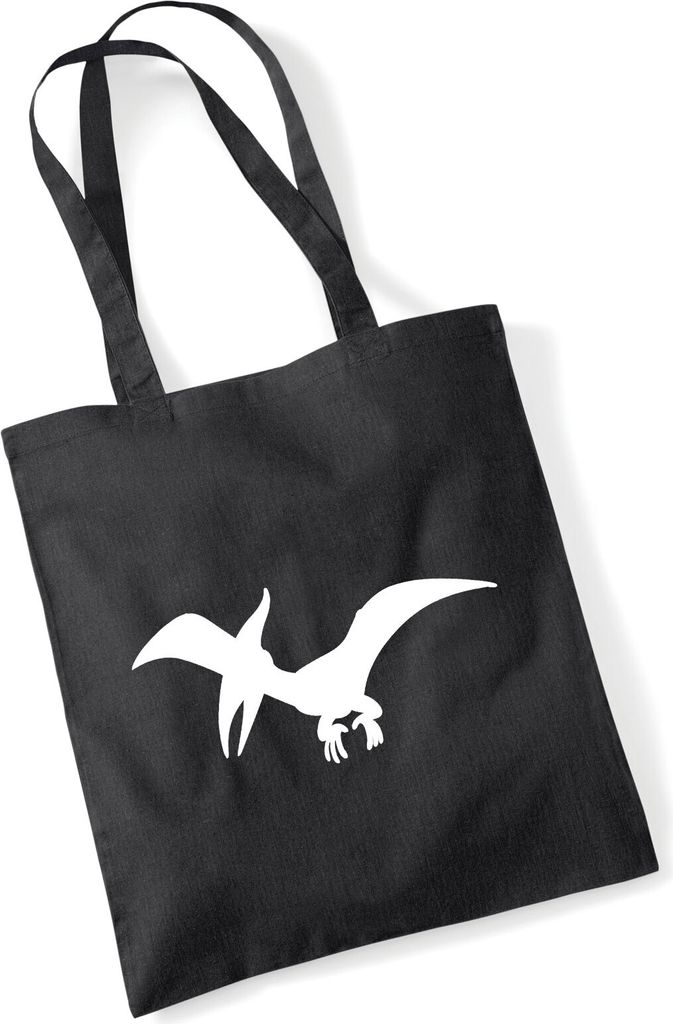 Huuraa Jutebeutel Pteranodon Dinosaurier 10 Liter Black Baumwolle Tasche Geschenkidee