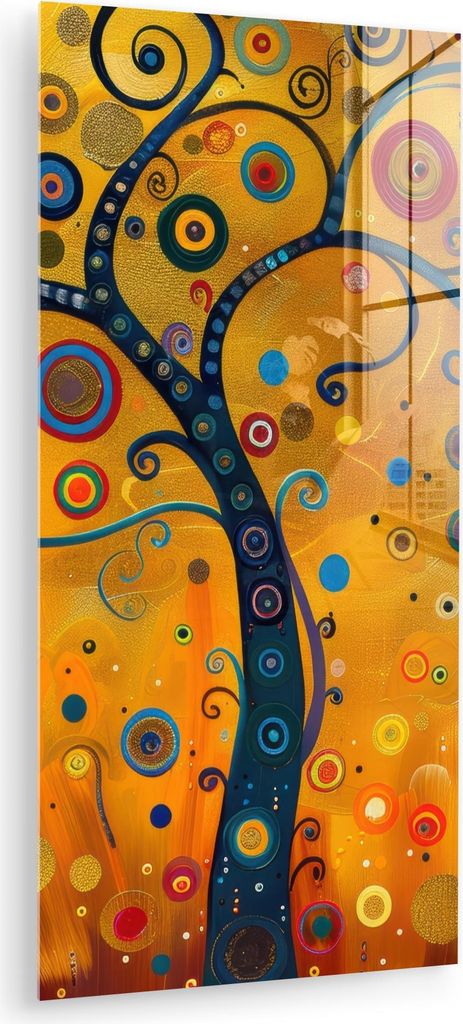 MuchoWow Glasbilder - Bilder auf Wandbild - Foto auf Glas Abstrakt - Baum - Baum des Lebens - Modern 40x80 cm Wanddekoration aus Glas - Acrylglasbi...