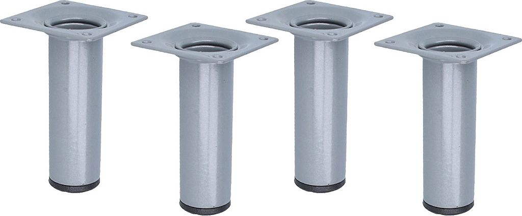 Couchfüße 4er Set Möbelfüße klassisch Silber Rund ø 30mm Möbelbeine Tischbeine Bettstützen 100mm