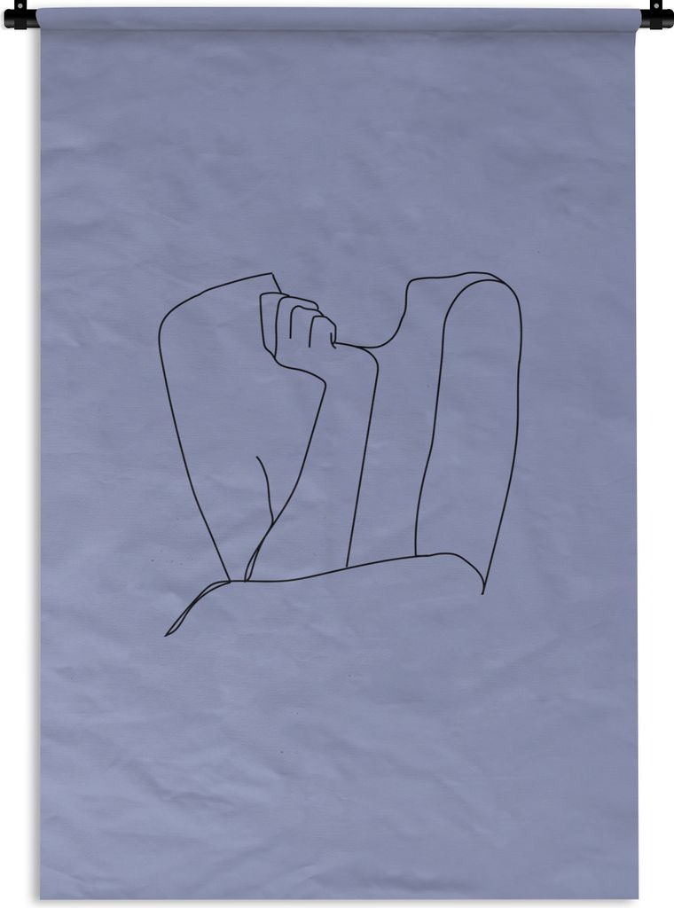 MuchoWow Wandteppich Wandbehang Strichzeichnung - Frau - Lila 60x90 cm Tapisserie Dekoration Wandtuch - Foto-Teppich - Abwaschbar