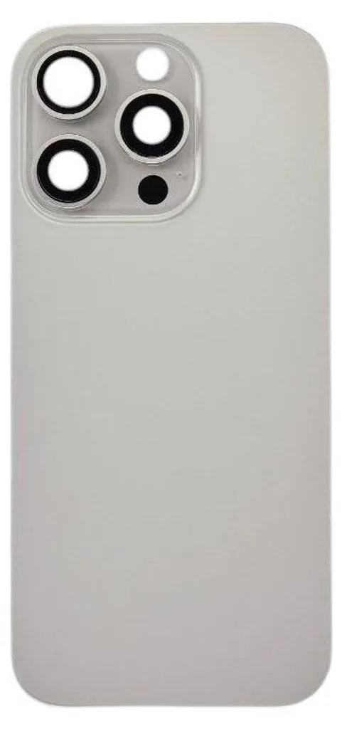 Coque arrière en verre iPhone 16 Pro Titane Naturel design sans logo