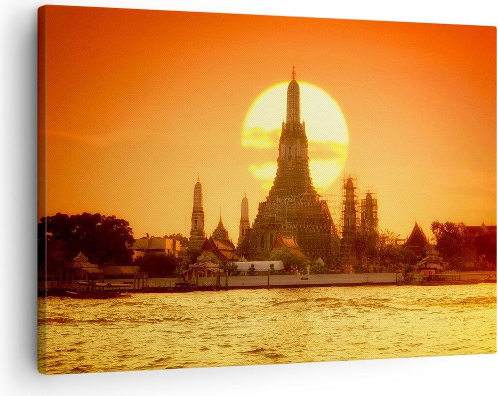 Bild auf Leinwand - Leinwandbild - Tempel Asien - 70x50cm - Wand Bild - Wanddeko - Wandbilder - Leinwanddruck - Bilder - Kunstdruck - Wanddekoratio...