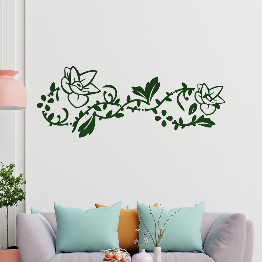 Blume - Ranken Wandtattoo in 6 Größen - Wandaufkleber Wall Sticker - Dekoration, Küche, Wohnzimmer, Schlafzimmer, Badezimmer
