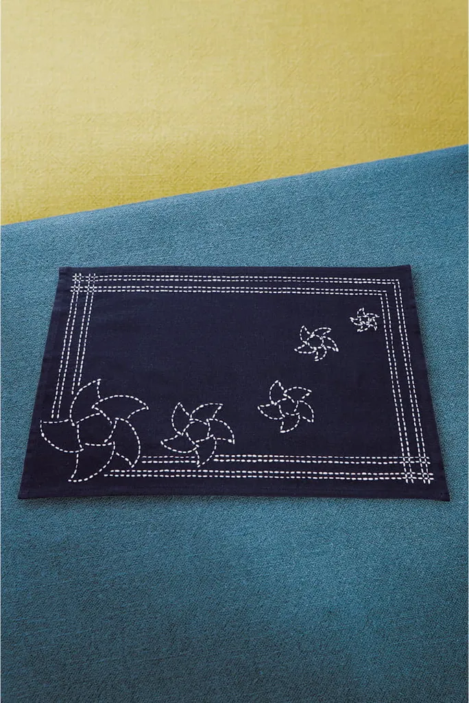 DIY Kit Sashiko Olympus Tovaglietta 30x40cm Tessuto Stampato Japan
