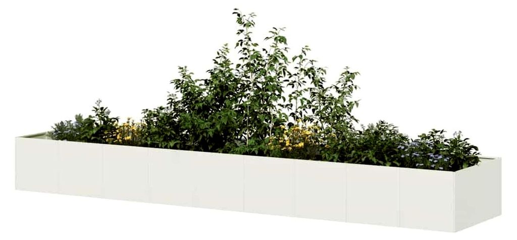 Pflanzgefäß Hochbeet Blumenkübel Blumenkasten Gemüsebeet Gartenbeet Frühbeet für Garten Balkon Weiß 360x80x40 cm Stahl