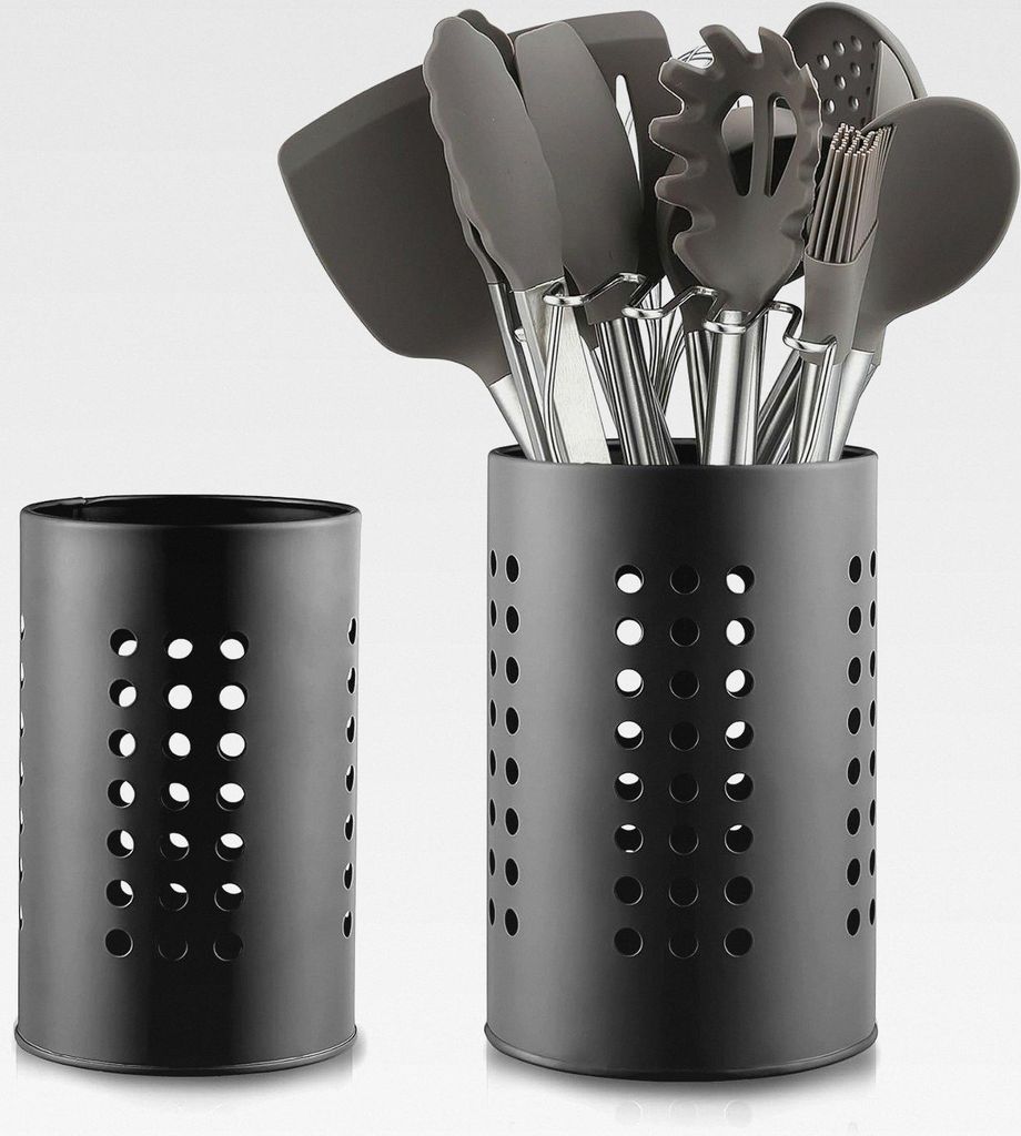 Küchenutensilienhalter für Küchentheke 2 Stück, schwarzer Edelstahl-Besteckhalter, Küchenutensilien Bauernhausstil Home Kitchen Arbeitsplatte ...