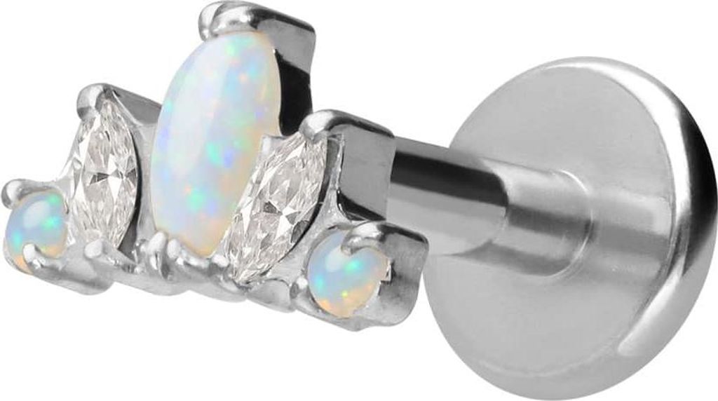 Ohrpiercing, Nasenpiercing Titan Labret mit Innengewinde LOTUSBLÜTE Silber Stablänge: 6mm | Stabstärke: 1,2mm