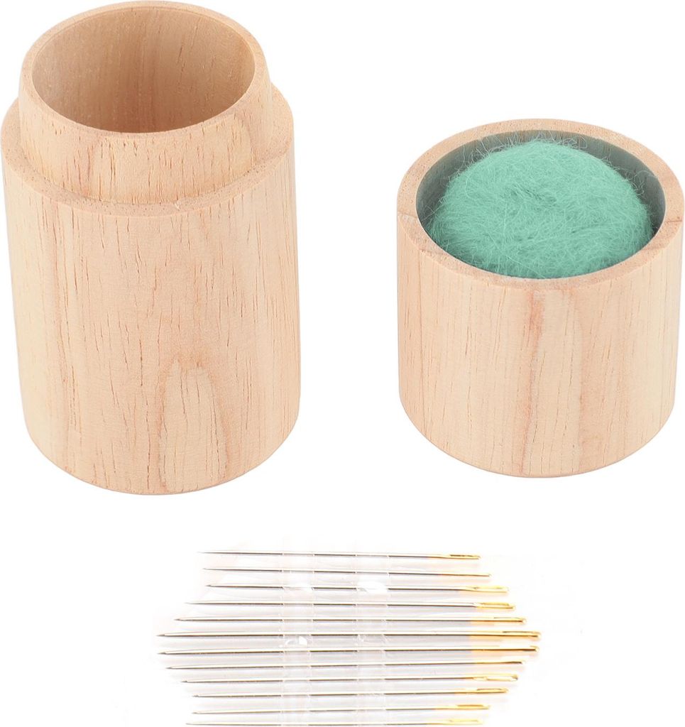 Nadelkissen-Nähnadelhalter aus Holz, großes Fassungsvermögen, multifunktional, tragbar, mit Sticknadeln, Mintgrün