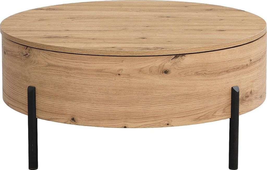 Couchtisch mit drehbarer Platte und Ablage aus MDF - Natur - YEMELIA