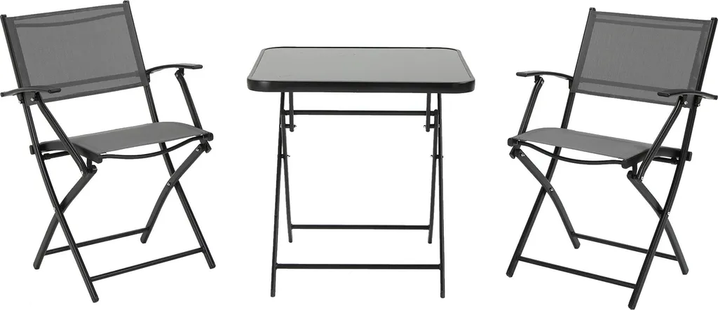 Fortuna Lai Ensemble de Balcon Pliable avec Table et 2 Chaises en Métal