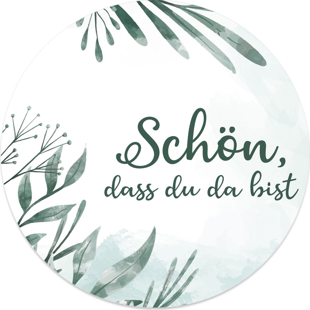 MAVANTO 20x Schön dass du da bist Aufkleber 4,5 cm rund - Hochzeit Sticker ideal für Gastgeschenk in vielen schönen Designs (Blütenstrauch)