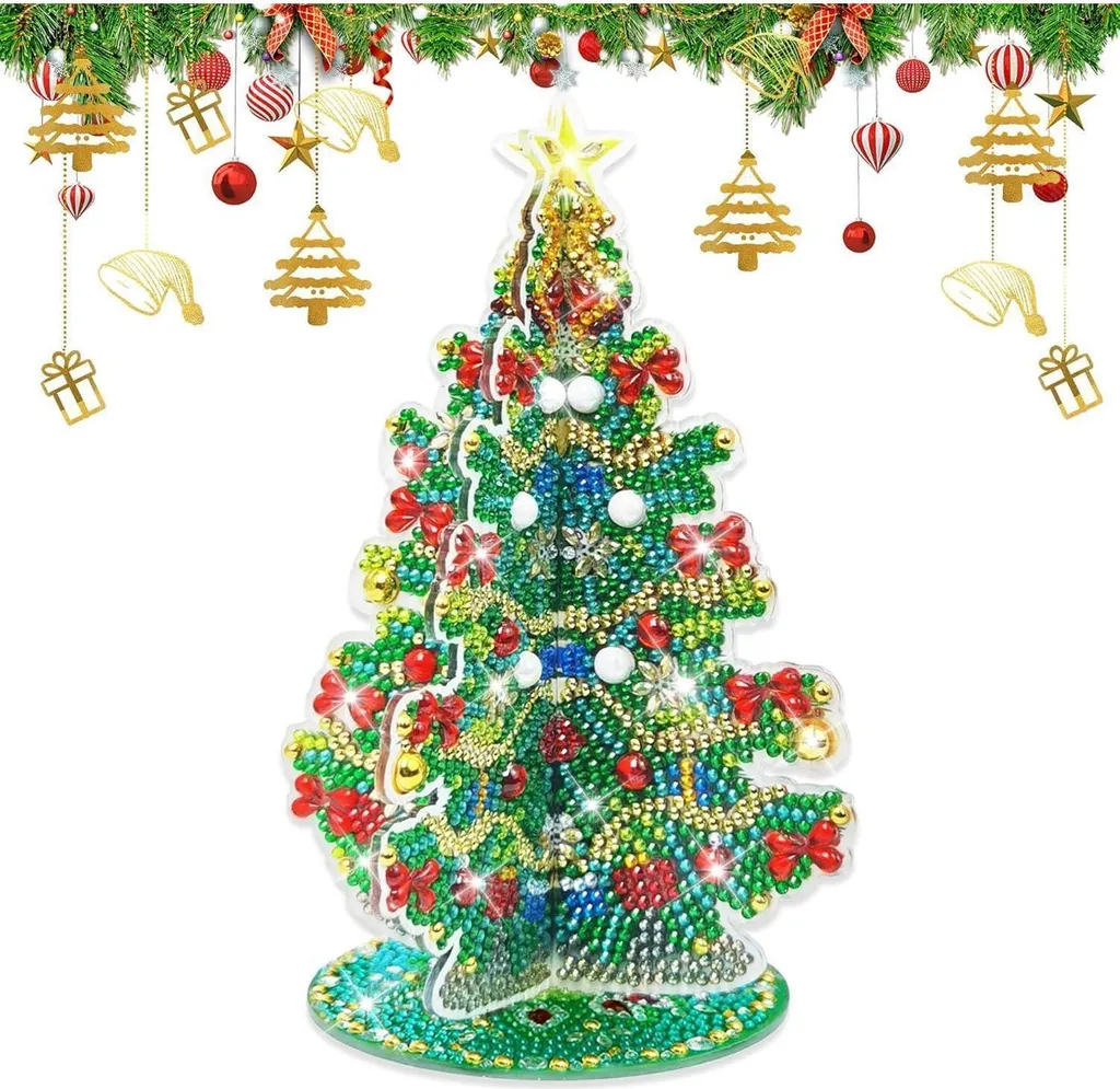 Arbre de Noël Double Face en Diamant 5D - Kit Complet Peinture Strass