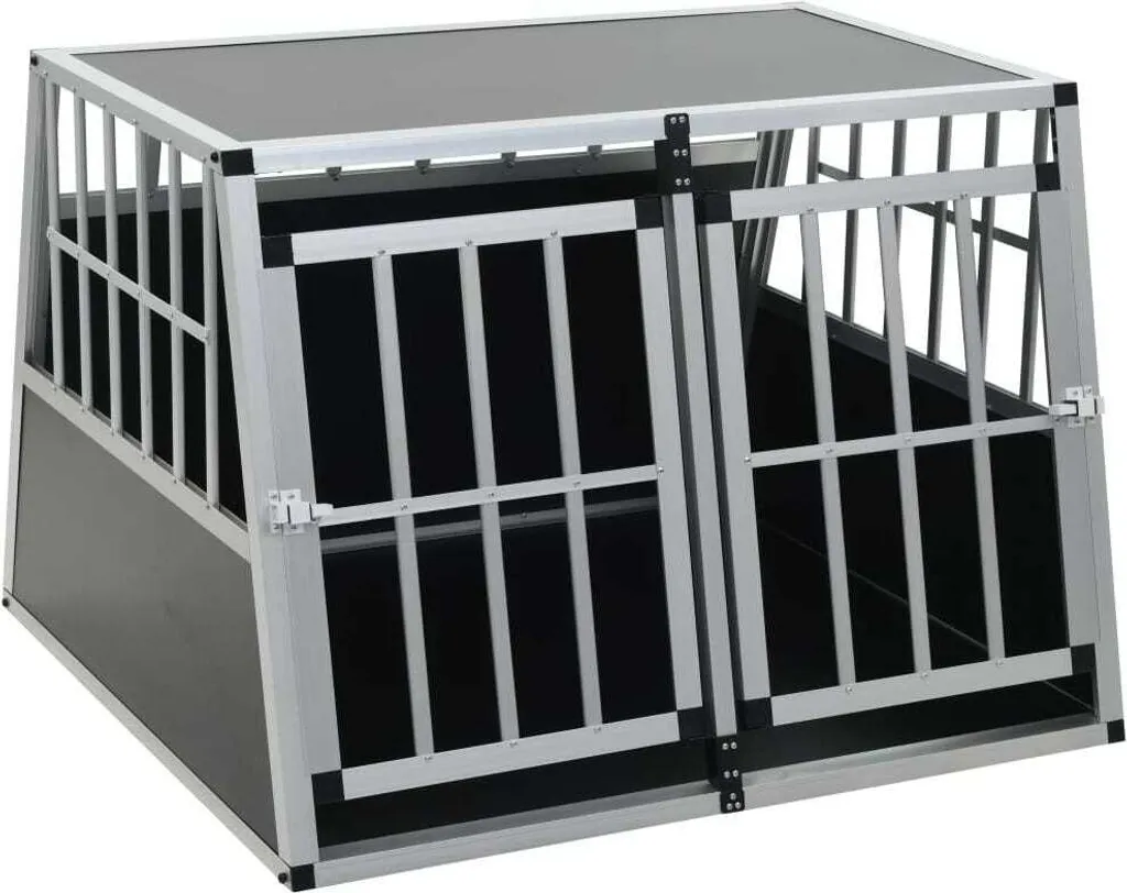 Cage de transport double pour chiens format XL robuste 94 x 88 x 69 cm