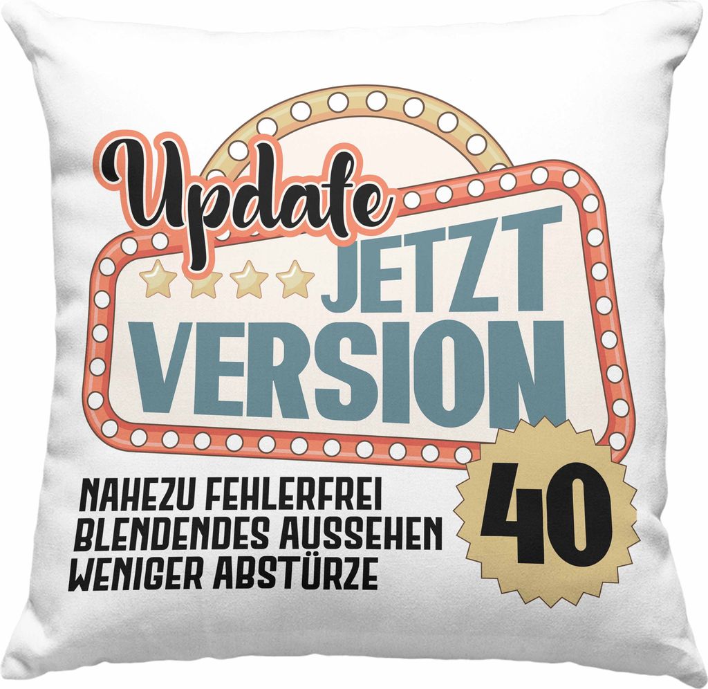 Trendation - 40. Geburtstag Frauen Deko-Kissen mit Füllung 40x40 Geschenk Geschenkidee 40er Geburtstag Mutter Mama Version 40 Männer Mann (Grau)