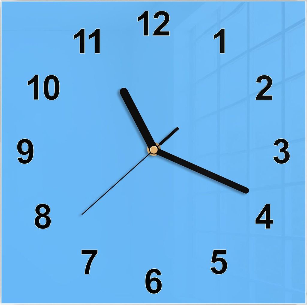 Wanduhr aus Glas mit Motiv Himmelblauer Hintergrund- 30 x 30 cm - inkl. Aufhängesystem