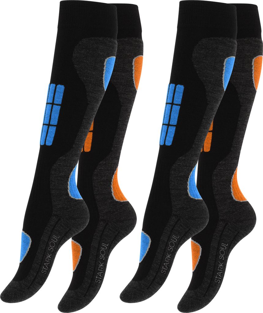 Stark Soul Skisocken 2 Paar Wintersport Socken, Spezialpolsterung 35-38 blau/orange