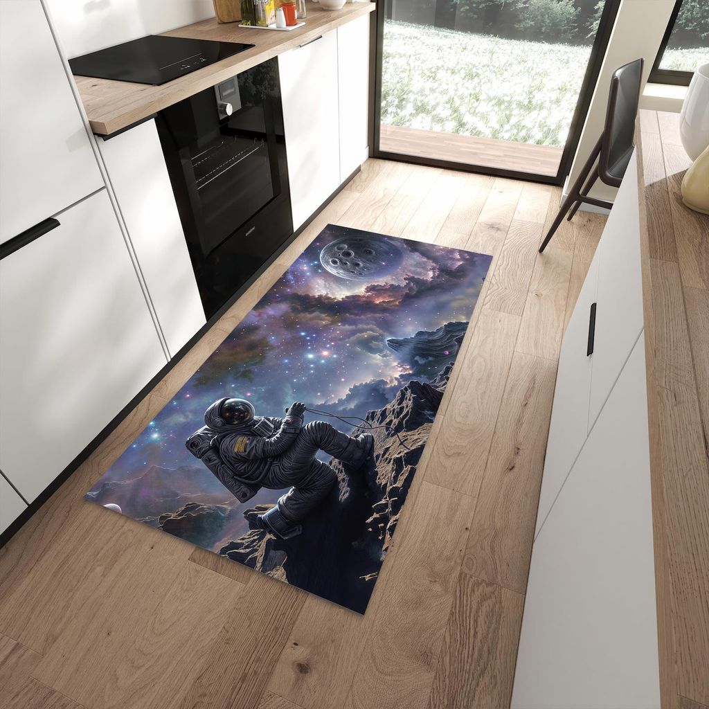 Küchenteppich 90x180cm rutschfest & abwischbar PVC Läufer - In All Astronaut