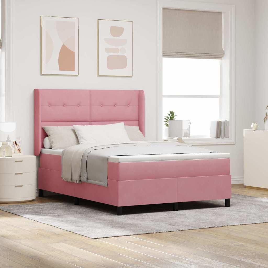 Möbel Boxspringbett mit Kopfteil Rosa 140 x 190 cm Samt - Klassische Betten 3342007