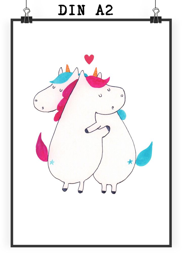 Mr. & Mrs. Panda Bild Einhorn Mitteilung DIN A2 - Weiß - Produktbild 
