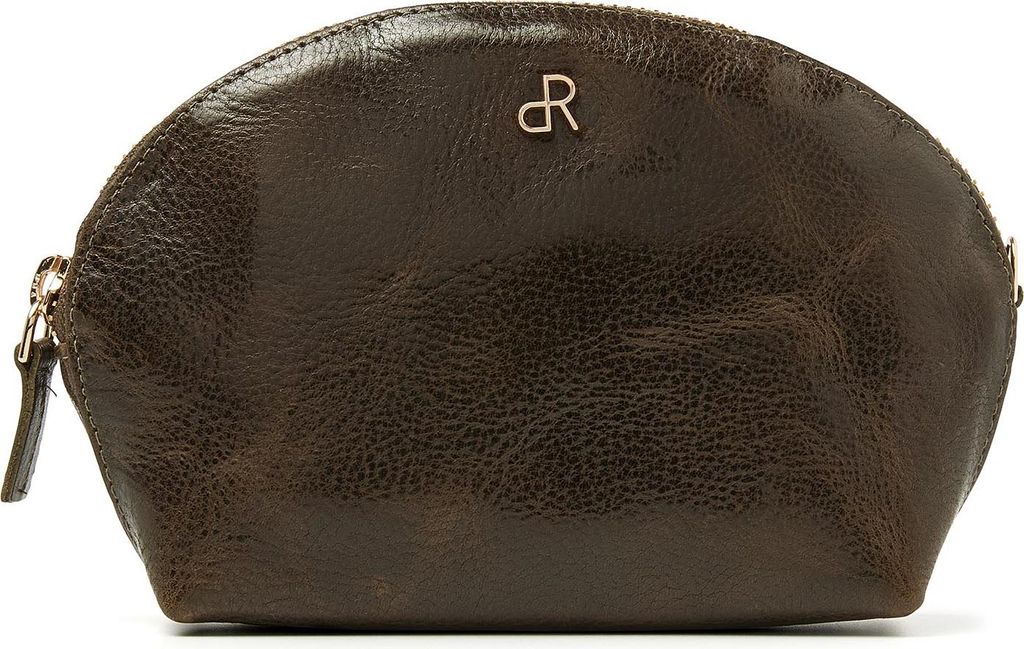 dR Amsterdam Schminktasche mit Spiegel | Kleines Make-up-Etui | Spiegeltasche Leder | Damen-Kosmetiktasche | Milan - 28630 Green