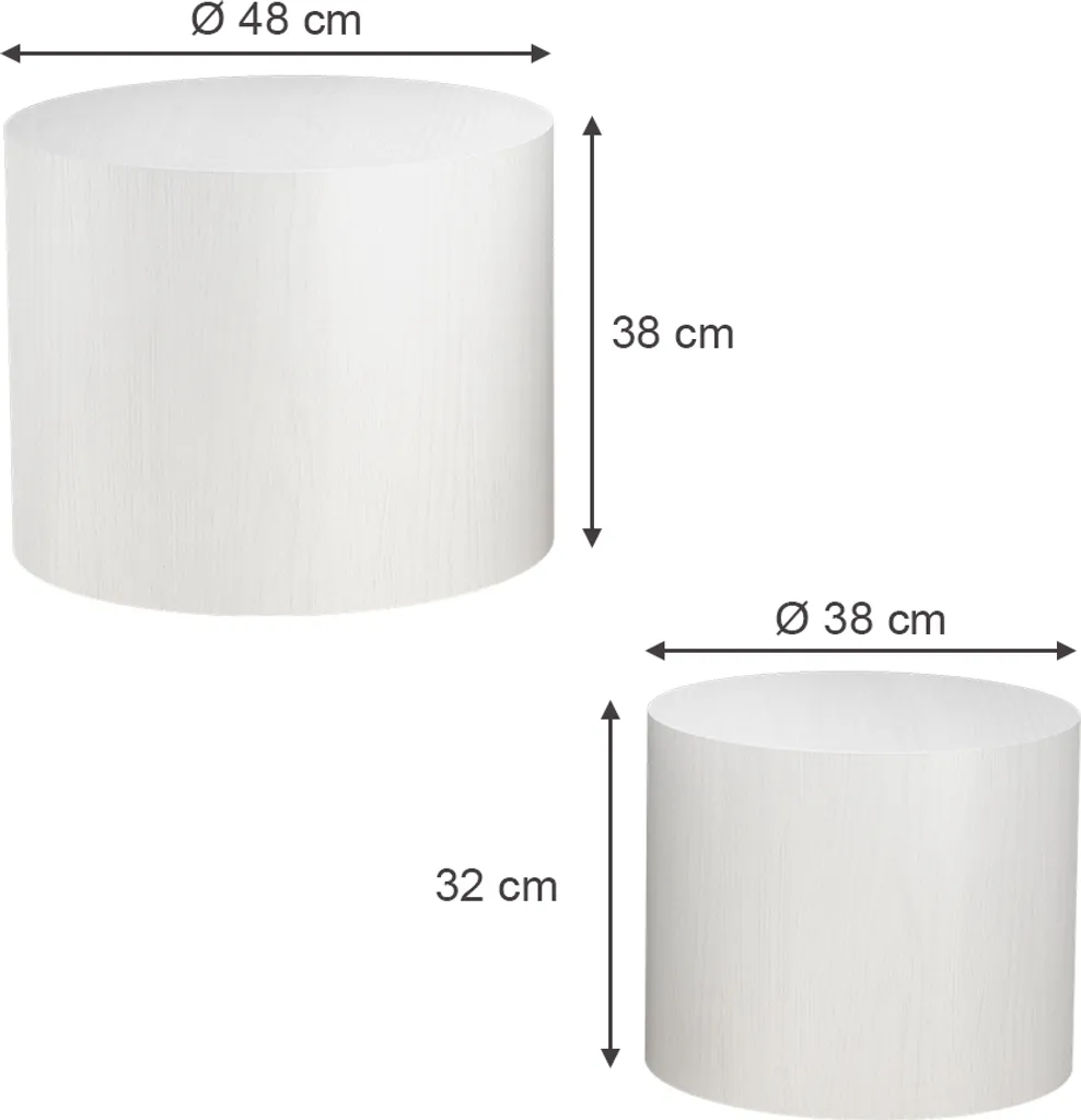 Vicco Giva Blanc Model 51639 - Ensemble de tables basses 48x48cm