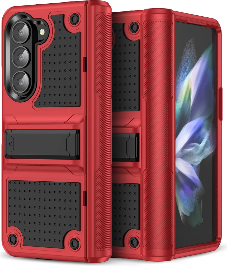 Cover Samsung Z Fold 5 Tactical Rosso Nero - Antiurto Grado Militare