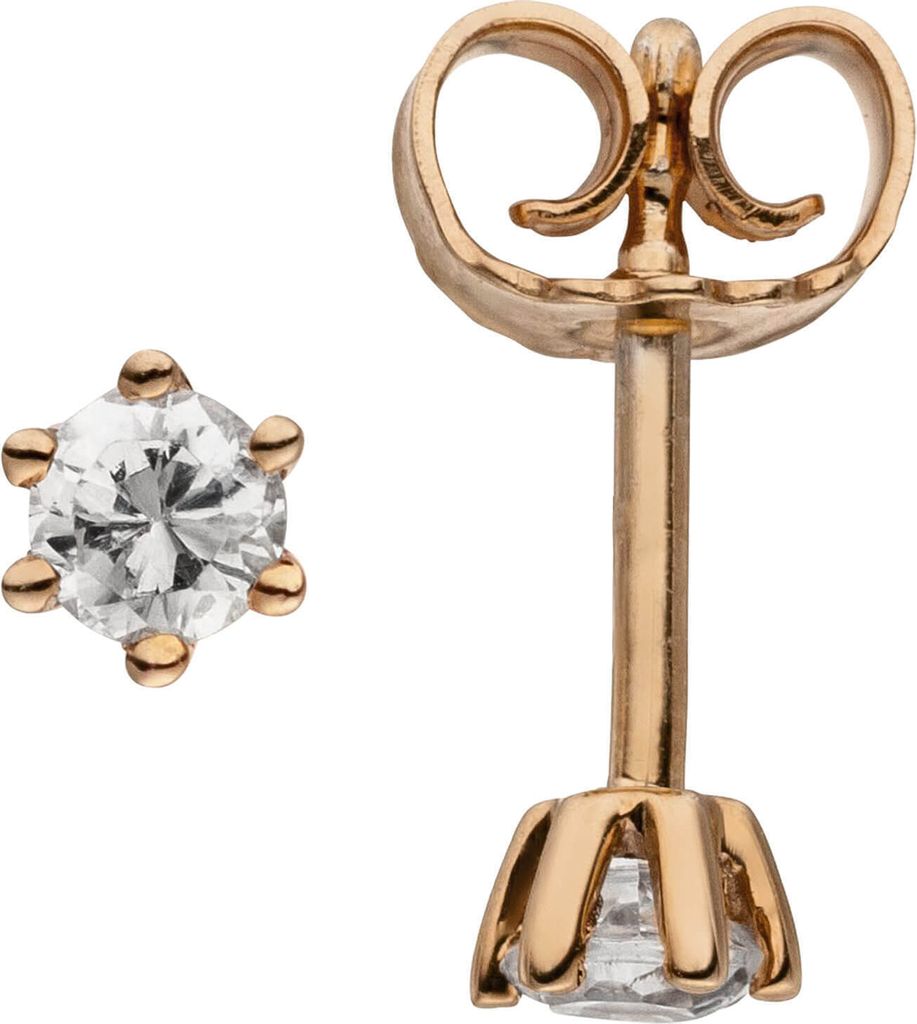 Ohrstecker Solitär Ohrringe mit 2 Diamanten Brillanten 585 Gold Rotgold Rosegold