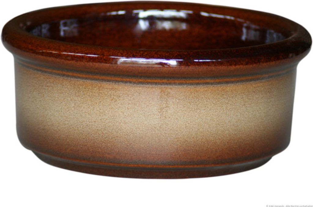 KERAZO 3,0 Liter Hunde Napf Fressnapf Wassernapf 25x11 cm aus robuster, schwerer Keramik, Farbe: BRAUN-GEFLAMMT