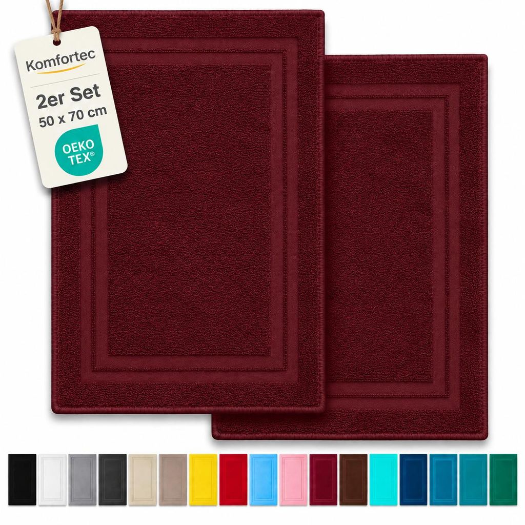 Komfortec Badematte 2er Set 50x70 cm, 100% Baumwolle, 600 Produktbild 