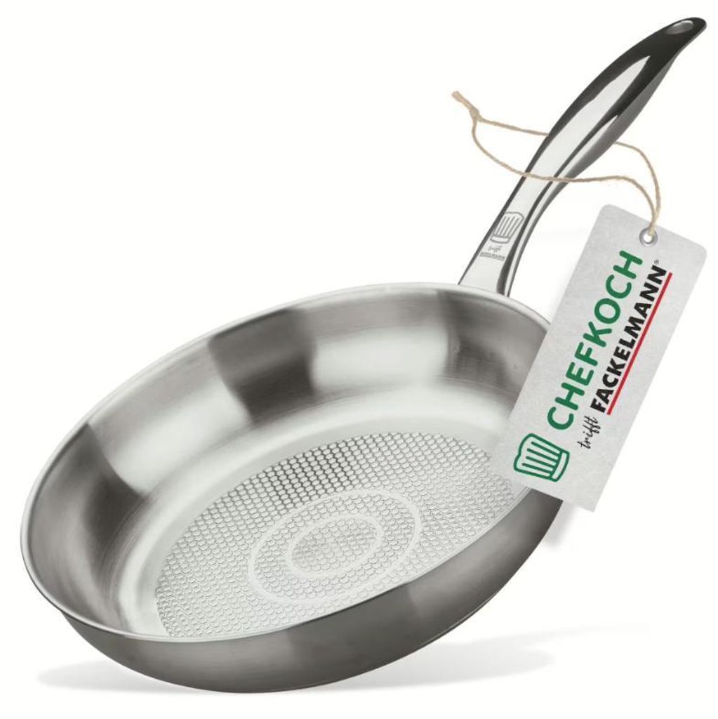 Fackelmann Chefkoch Bratpfanne München Ø24 cm mit Wabenboden ? aus hochwertigem Edelstahl, 23369