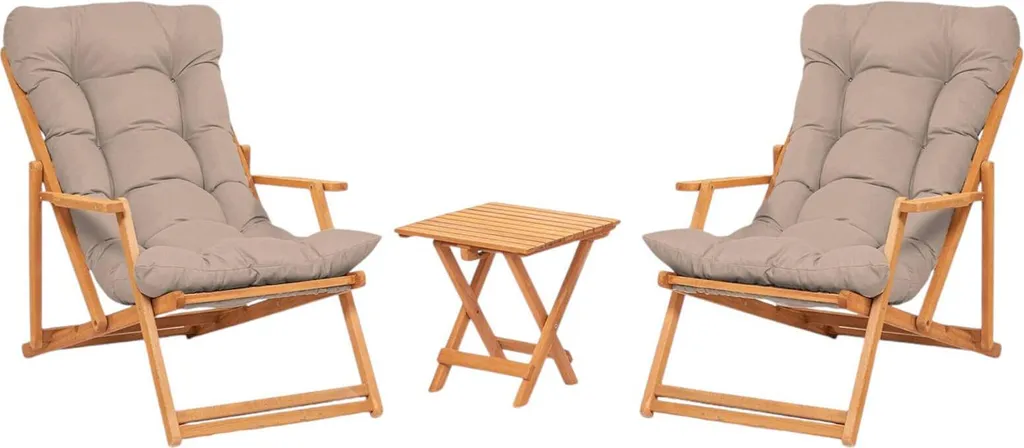 Salon de Jardin Biagio 2 Places Marron avec Coussins et Table Basse