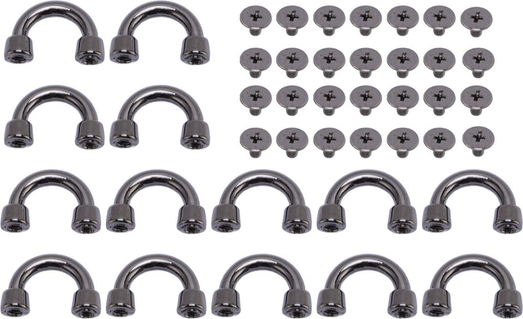 14 Sets D Ringstecker Schnalle 11x9x3mm Silber Black Metall Bogenbrückenbeutel mit 5,5 mm pH -Eisenschraube