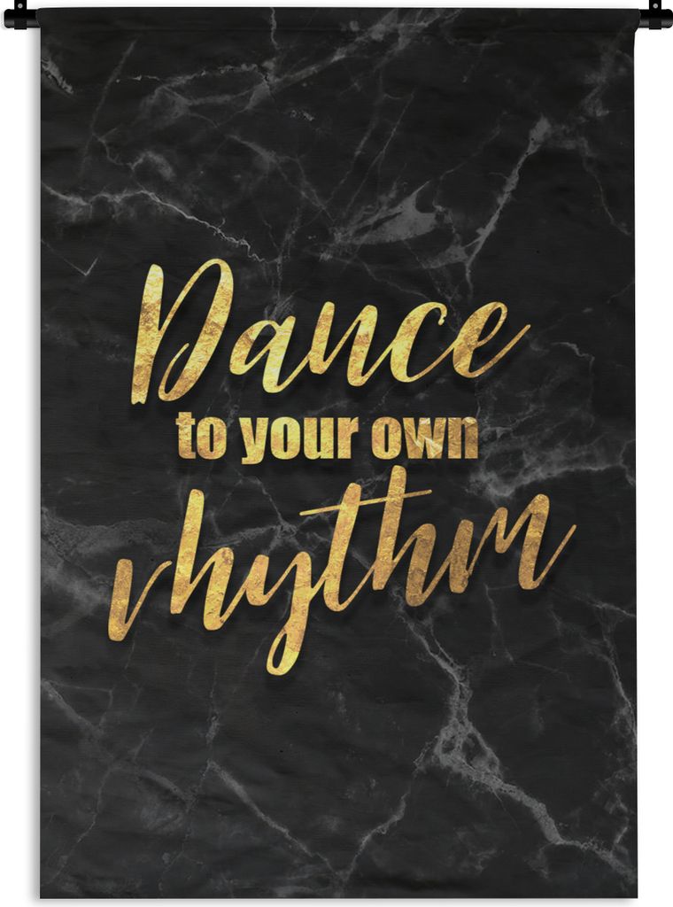MuchoWow Wandteppich Wandbehang Zitate - Tanz - Gold 60x90 cm Tapisserie Dekoration Wandtuch - Foto-Teppich - Abwaschbar