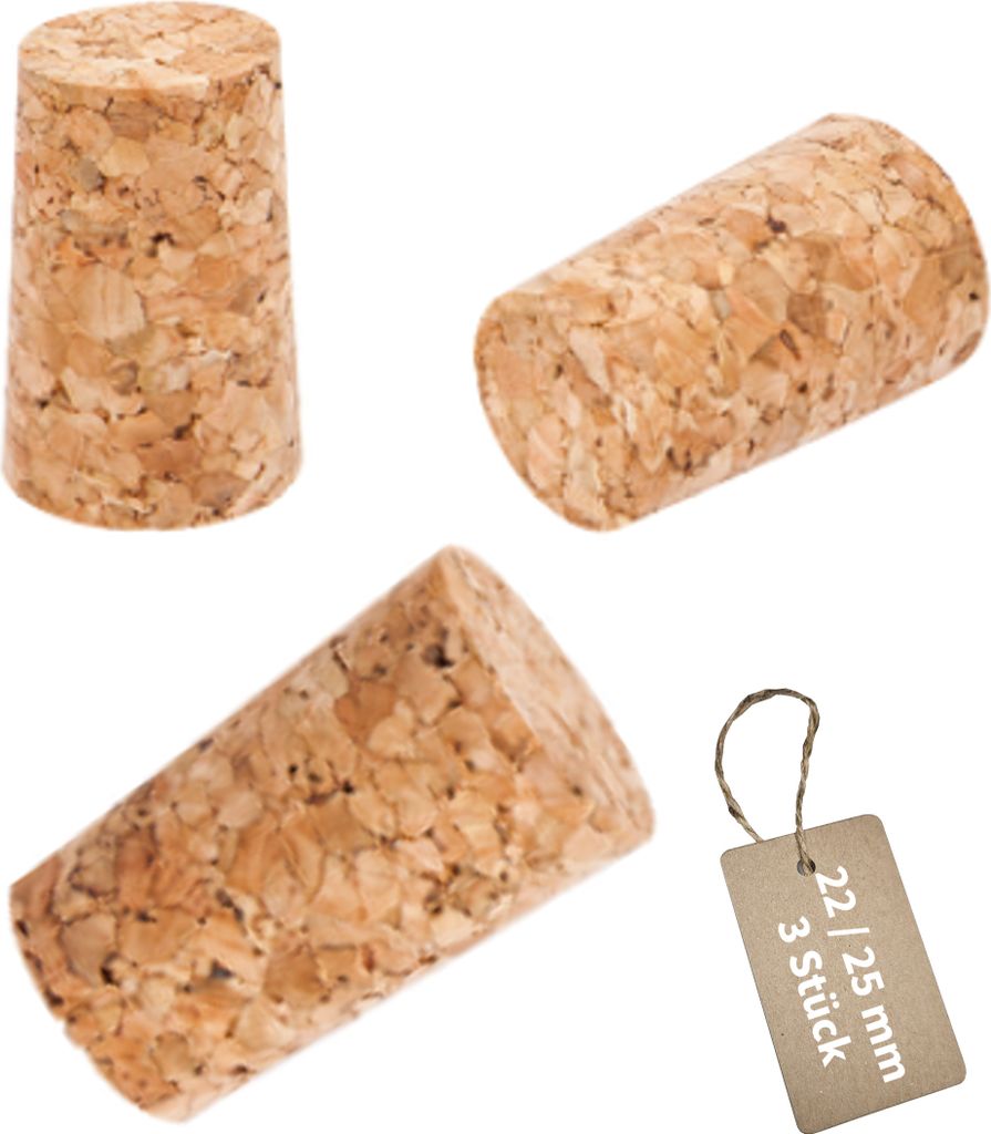 MIKONI Korek naturalny | 22/25 mm | Zestaw 3 sztuki | Korki Zdjęcie produktu 